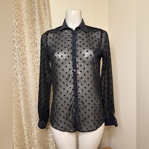 Zara dotted semi sheer black blouse.